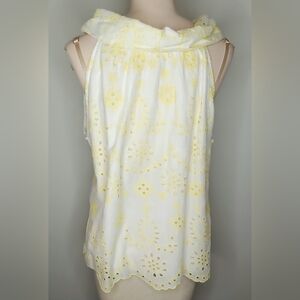 Sail to Sable Yellow and White Eyelet Top